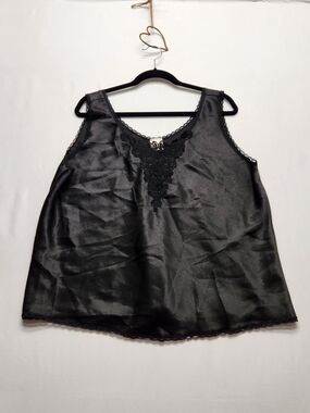 ⭐️Vintage 90s Romantic Moods Satin Lace Camisole Top Black XL Whimsygoth Y2K